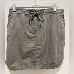 Marina Luna Casual Khaki Green Linen Mini Skirt